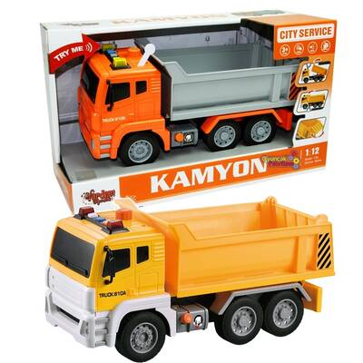 1:12 Sürtmeli Sesli Işıklı Oyuncak Damperli Kamyon - 1