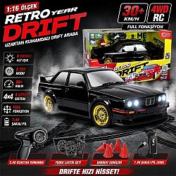 1:16 Uzaktan Kumandalı 4x4 Drift Araba Şarjlı 2.4G Full Fonksiyon 30 Km/H Retro RC Araba - 2