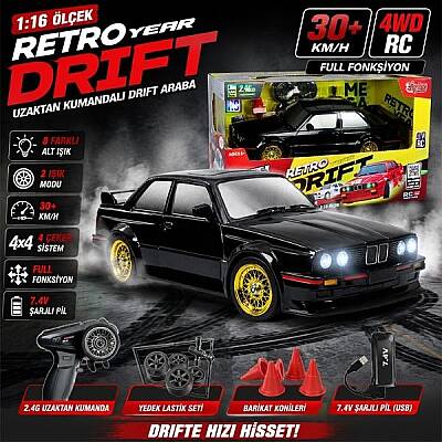 1:16 Uzaktan Kumandalı 4x4 Drift Araba Şarjlı 2.4G Full Fonksiyon 30 Km/H Retro RC Araba - 2