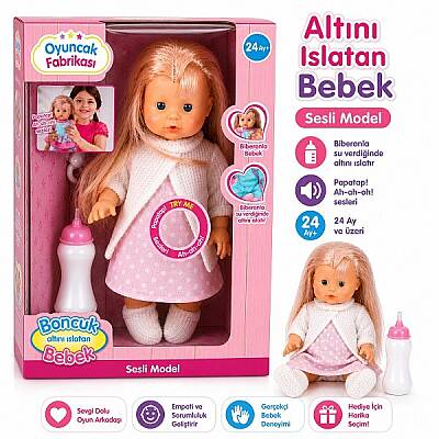 30 Cm Altını Islatan Bebek Sesli Biberonlu Gerçekçi Oyuncak Bebek 24 Ay+ - 2