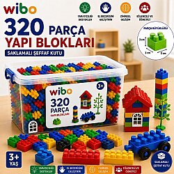 320 Parça Büyük Boy Yapı Blokları Aksesuarlı PVC Kutulu Anaokulu Kreş Eğitici Oyuncak Seti - WİBO
