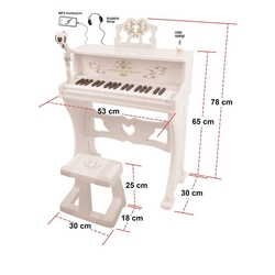 37 Tuşlu Mikrofonlu Büyük Oyuncak Piano (Mp3 Bluetooth) Beyaz - 1