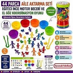 44 Parça Montessori Aile Aktarma Seti Eğitici İnce Motor Beceri El Göz Koordinasyon ve Dikkat Gelişim Oyunu - Zuzu Toys