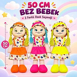 50 Cm Büyük Boy Bez Bebek Yumuşak Kumaşlı Örgü Saçlı Oyuncak Bebek - Oem