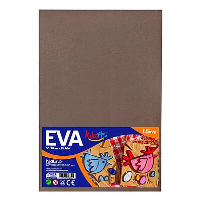 50x70 cm EVA Tabaka 10’lu Kahverengi EVA Sünger Levha Hobi El İşi Okul ve Etkinlik Malzemesi - 1