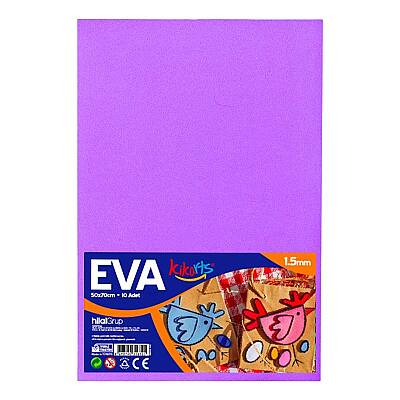 50x70 cm EVA Tabaka 10’lu Lila EVA Sünger Levha Hobi El İşi Okul ve Etkinlik Malzemesi - 1