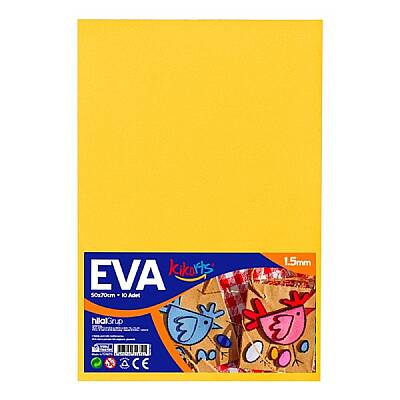 50x70 cm EVA Tabaka 10’lu Sarı EVA Sünger Levha Hobi El İşi Okul ve Etkinlik Malzemesi - 1