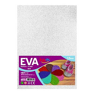 50x70 cm EVA Tabaka 10’lu Simli Beyaz EVA Sünger Levha Hobi El İşi Okul ve Etkinlik Malzemesi - 1