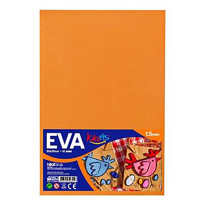 50x70 cm EVA Tabaka 10’lu Turuncu EVA Sünger Levha Hobi El İşi Okul ve Etkinlik Malzemesi - 1