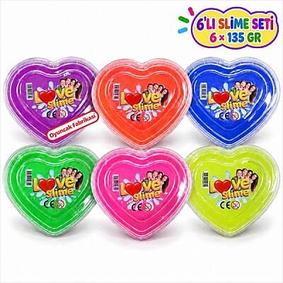6’lı Slime Seti 6 Renk Kalp Kutulu Esnek Oyun Slime’ı 6x135 gr - 2
