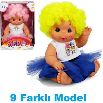Afro Oyuncak Bebek Renkli Kıvırcık Saçlı 23 cm - 2