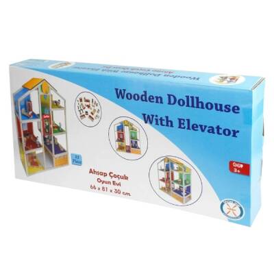 Ahşap Oyuncak Ev Asansörlü Çocuk Oyun Evi - 3