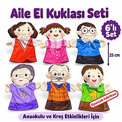 Aile El Kuklası Seti 6’lı 25 cm Anaokulu Kreş Eğitici Hikâye ve Drama Oyuncağı - Kızılkaya Oyuncak