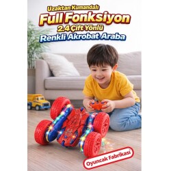 Akrobat Araba Uzaktan Kumandalı Full Fonksiyon Şarjlı Işıklı (16 Cm) 2.4 GHz Çift Yönlü - Vardem Oyuncak