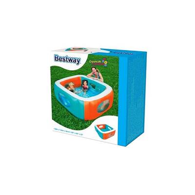 Bestway 51132 Şişme Çocuk Havuzu Renkli Şeffaf Kare Pencereli 168X168X56 Cm - 4
