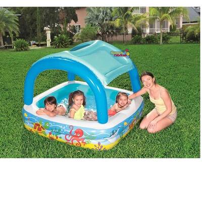 Bestway 52192 Gölgelikli Güneş Korumalı Kare Şişme Havuz 147 Cm - 1