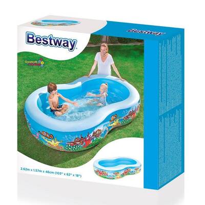 Bestway 54118 Jumbo Oval Aile Şişme Havuzu 2 Bölmeli Desenli - 2