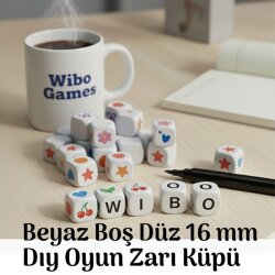 Beyaz Boş Küp Zar-Kendin Yap (DIY) Hobi ve Öğretim Amaçlı Yuvarlak Oyun Zarı Seti 16 MM - WİBO