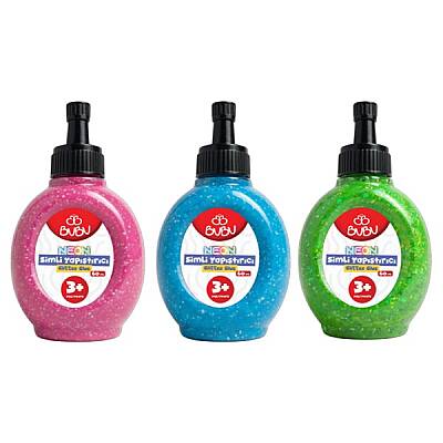 Bu-Bu Simli Yapıştırıcı 60 ml Karışık Renkler Hobi El İşi Okul ve Etkinlik Yapıştırıcısı - 1