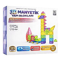 Büyük Manyetik Yapı Blokları 123 Parça 7,5 Cm 3D Renkli Eğitici STEM Oyuncak - Vardem Oyuncak