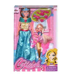 Büyük Oyuncak Bebek 29 cm ve Atlı Oyuncak Bebek 9 cm Aksesuarlı Set - 1