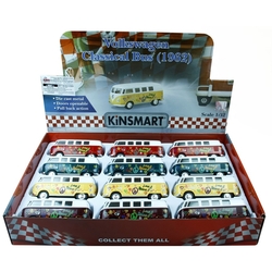 Çek Bırak Araba Kinsmart 1962 Volkswagen Classical Bus Çiçek Desenli - 2