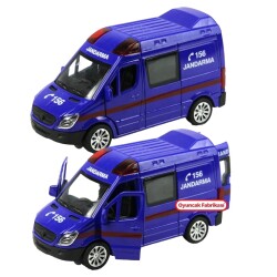 Çek bırak Metal Oyuncak Jandarma Arabası 4 Farklı Ses Işıklı 14 Cm - 1