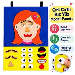 Cırt Cırtlı Kız Yüz Modeli Panosu Anaokulu Kreş Eğitici Duygu ve Yüz İfadeleri Oyuncağı - Anadolu Toys