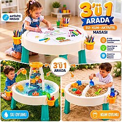 Çocuk Su ve Kum Oyun Masası 3'ü 1 Arada Aktivite Seti 2670 - Dolu