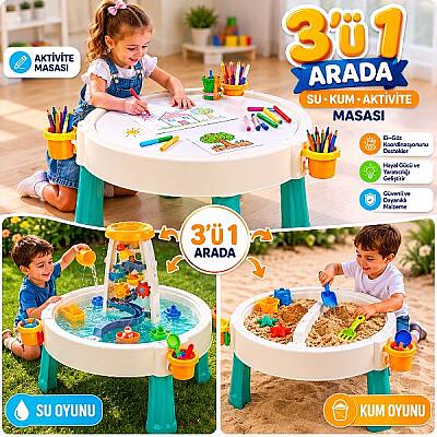 Çocuk Su ve Kum Oyun Masası 3'ü 1 Arada Aktivite Seti 2670 - 1