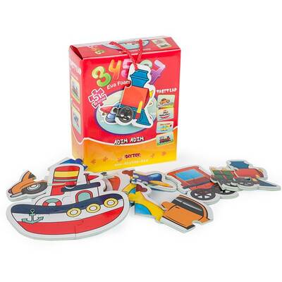 Dıy Toy Eva Taşıtlar Puzzle Adım Adım 5'i Bir Arada (3+4+5+6+7 Parça) - 1