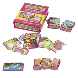 Dıy Toy Okul Öncesi Hayvanlar Eşleştirme Kartları 2 ve 3 Parçalı (40 Parça) - 5