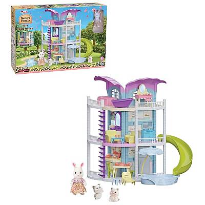Doğa Ailesi 3 Katlı Kaydıraklı Masal Evi Oyuncak Ev ve Oyun Seti - 1