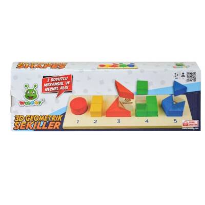 Eğitici Ahşap 3D Yapboz Geometrik Şekiller Bultak Beşli Geometrik Şekiller - 1