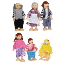 Eğitici Ahşap Minyatür Bebekler Aile Seti 6 Adet - Hamaha Oyuncak