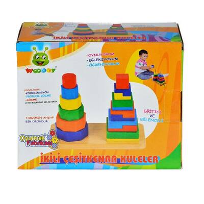 Eğitici Ahşap Oyuncak 2 Li Çeşit Kenar Kuleler - 4