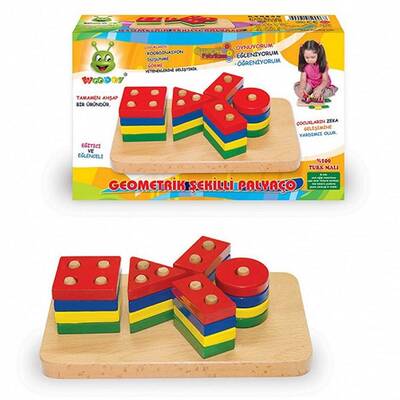Eğitici Ahşap Oyuncak Geometrik Şekilli Palyaço - 1