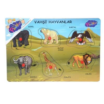 Eğitici Ahşap Tutmalı Vahşi Hayvanlar - 1