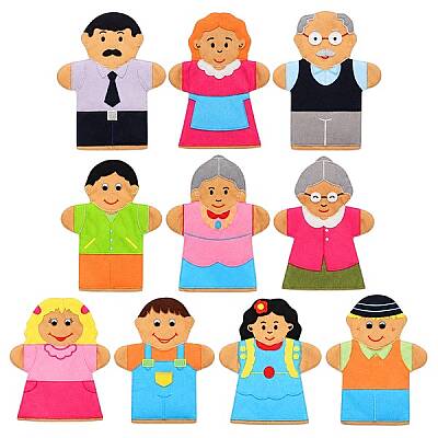 Eğitici Aile Kukla Seti 10 Parça Kumaş - 1