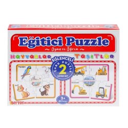 Eğitici Eğlenceli Çark Puzzle Hayvanlar Taşıtlar 2'li Süper Set 3+ Yaş - 1