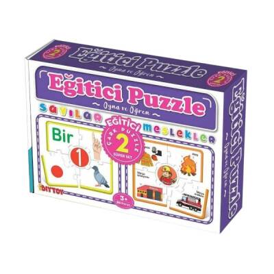 Eğitici Eğlenceli Çark Puzzle Meslekler-Sayılar Süper Set 3+Yaş - 1