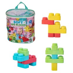 Eğitici Renkli Yumuşak Soft Bloklar Big Bloklar Çanta 24 Parça 12 Ay+ - DEDE
