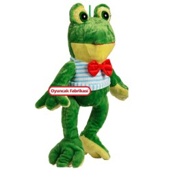 Elbiseli Papyonlu Şirin Oyuncak Peluş Kurbağa 50 Cm - 2