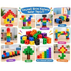 Geçmeli Birim Küpler 2x2x2 cm 100 Parça Matematik Eğitim Seti Sayma ve İşlem Küpleri - 2