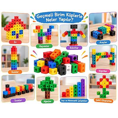 Geçmeli Birim Küpler 2x2x2 cm 100 Parça Matematik Eğitim Seti Sayma ve İşlem Küpleri - 2