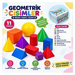Geometrik Şekiller Seti 11 Parça – Renkli Eğitici Geometrik Cisimler - Oem