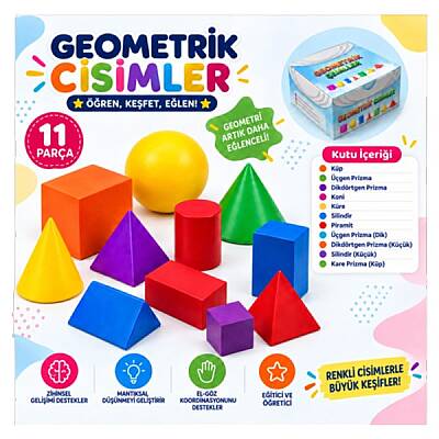 Geometrik Şekiller Seti 11 Parça – Renkli Eğitici Geometrik Cisimler - 1