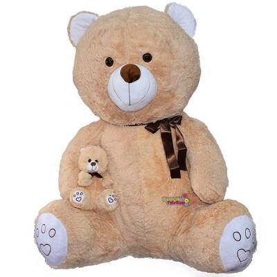 Halley Oyuncak Yavrulu Peluş Ayı 100 Cm - 4