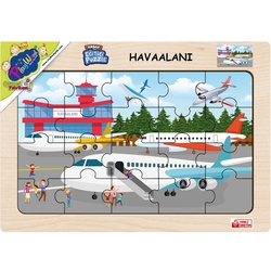 Playwood Eğitici Ahşap Puzzle Havalimanı 20 Parça - PlayWood-Onyıl