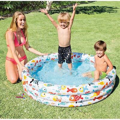 Intex 59431 Balık Desenli Akvaryum Şişme Havuz 3 Boğumlu 132x28 Cm - 1